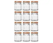 2x 6PK Lemon Lime Square Modena 225ml Glass Jar Kitchen Storage Container Clear