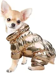 Dog Puppy Winter Coats for Small Dogs,Waterproof Windproof Dog Jacket Warm Fleece Padded Pet Clothes for Chihuahua Teddy Poodles Pomeranian,Gold S