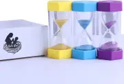 3 Piece Hourglass Sand Timer Set with 5, 15, 30 Minute Sand Timer. This Brigh...