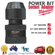 Milwaukee Shockwave Range Power Bit Socket Adapter 1/2" Square 1/4" Hex Impact