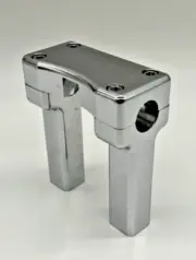 USA-MADE CHROME 4" RISE STRAIGHT UP HANDLEBAR RISERS W/ TACH SPEEDO MOUNT HARLEY