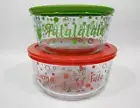 ❤️ NEW 4-pc Pyrex CHRISTMAS FALALA LLAMA Storage Set 7 & 4 Cup BOWLS Holiday