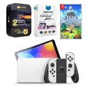 Nintendo Switch White OLED Console + The Legend of Zelda Link's Awakening Bundle