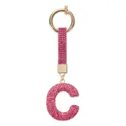 Alphabet C Letter Bag Charm Rhinestone for Jewelry Making, Rose Red