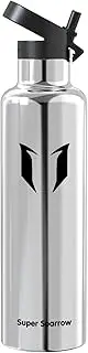 Super Sparrow Water Bottle Insulated - 500ml / 750ml / 1L- Standard Mouth FlipFlow Flask - BPA Free, Leak Proof Drink Bottle- Ergonomic Straw Water Bottles for Work, Gym, Travel, Sports, Outdoor