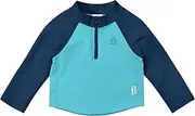 [green sprouts] i play. Long Sleeve Zip Rash Guard Shirt-Navy & Aqua Color Block, Blue, (730131-605-42)