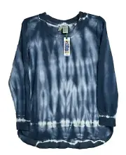 Green Tea Women's Blue Tie Dye Over Size Top Shirt Size Large