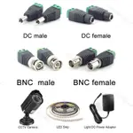 5 件同軸 CAT5 視頻巴倫插頭連接器 12V DC BNC 公母適配器,用於 LED 燈條閉路電視攝像機 2.1*5