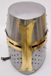 Medieval Crusader Templar Knight Steel Armor Design Helmet With Black Stand Gift