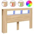 LED Lights Cabinet Wooden Bed Frame Head Storage Shelf Bedhead Oak 160cm