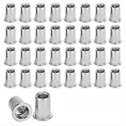 TOMVAES 100PCS M6 Rivet Nuts,Rivet Nuts,Nut Inserts,Flat Head Threaded Insert Nuts Rivnut for Automotive, Furniture, Decoration,Aluminum