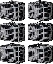 Yolispa Storage Bag Large Pack of 6 105L Storage Bags Moving Boxes Underbed Storage Box with Zip Handle Vacuum Bags for Moving House Clothes Storage