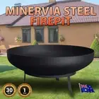 Minervia Steel Firepit Heater Brazier Outdoor Cooking & Eating w/Decor Fire Pits