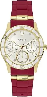 [GUESS] Gold-Tone + Iconic Red Stain Resistant Silicone Watch