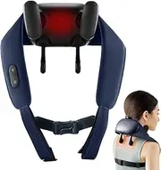 Neck Massager, Cordless Shiatsu Shoulder Massager with Heat 4D Rechargable Deep Kneading Massage Pillow Relax Muscle Deep Tissue for Traps Back Office Home Car Chritsmas Gifts for Women Men