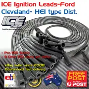 ICE PRO 100 9mm Spark Plug Leads V8 351 Cleveland Over R/Covers Black HEI MSD