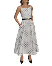 Donna Karan Linen Blend A Line Dress