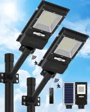 15000LM 600W Solar Street Light,200 LEDs Solar Powered Dusk to Dawn Outdoor