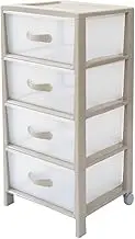 Storage Unit with 4 Drawers for Bedroom, Kitchen, Bathroom and Office – Chest of Drawers with Wheels Taupe, Polypropylene, 39.5 x 38 x 82 cm