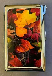 Fall Leaves Cigarette Case with lighter ID Holder Wallet
