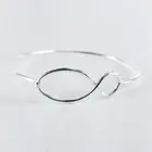 Sold Sterling Silver Bangle/Cuff-SYMBOL Bangle Bracelet-JESUS FISH/SPIRAL-Latch