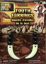 Prehistoric Caveman Cavewoman Costume Sabre Tooth Earrings