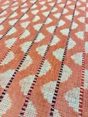 Designer Coral Geometric Stripe Chenille Upholstery Fabric