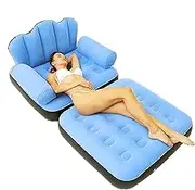 Xinhuju 5-in-1 Inflatable Couch - Multifunctional Air Sofa with L-Shaped Armrest | Foldable Portable Lounge, Double Layer Blow-Up Recliner, Outdoor Camping & Sofa for Adults, Multi-Use Lazy Bed