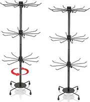 Yaocom 2 Pcs Spinning Jewelry Display Stand 3 Tier Rotating Keychain Earring Retail Rack Adjustable Fashion Counter Jewelry Tree Display Holder Organizer for Women Men Valentine‘s Day (Black)
