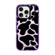 iPhone 16 Pro Impact Ring Stand Case MagSafe Compatible Black Cow Print by Corey Paige Designs