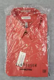 Van Heusen Shirt Poplin Wrinkle Free Long Sleeve Brick Red Men's 16 34/35 NWT