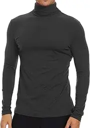 [SIMIYA] Men's Turtleneck Basic Men's Long-Sleeved Shirt: Slim Fit Inner Fleece Thermal Underwear Top Long Sleeve Elastic Turtleneck Shirt Comfortable and Breathable