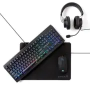 Atrix PC Gaming Bundle: Mouse, RGB Keyboard, Headset, Mouse Pad Black Brand New
