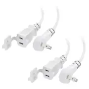 [ETL Listed] 2-Pack 13A, 2 Prong Extension Cord 3ft in White with Flat, Low