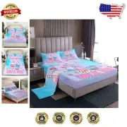 Cute Ombre Fishscale Twin Size Bed Sheet Set - Kids Cartoon Bedding Decor