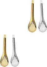 Ciieeo 2sets Caviar Spoon Small Serving Spoons Dinner Serving Utensils Slotted Serving Spoon Reusable Slotted Utensils Slotted Spoon Slotted Bar Spoon Home Accessory Stainless Steel 2pcs*2
