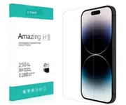 2 PCS For iPhone 14 Plus Tempered Glass Screen Protector Flim Case Friendly 9H Hardness for Apple (2023) - Clear