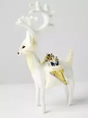 Christmas Annalee White Cream Reindeer Deer Gold Holiday Cloth Figure 11" NEW