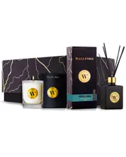Wallford 2pc Candle With Pumpkin Spice & Fresh Linen Reed Diffuser Set