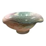 Tony Evans Raku Pottery Large Centerpiece Bowl Vase Signed Biomorphic Pastel