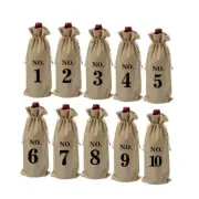 10 Pcs Burlap Wine Bags with Drawstring Numbered Glass Bottle Packaging