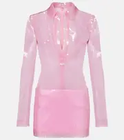 [David Koma] David Koma Sequined polo dress AU 14 pink