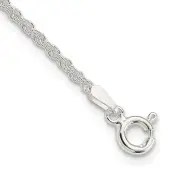Sterling Silver 1.8mm Solid Rope Chain Anklet 10 inches