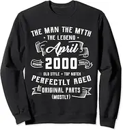[X.Style] Man Myth Legend April 2000 23rd Birthday 23 Year Old Sweatshirt ds1637 Sweatshirt (S) Black