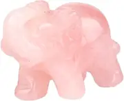 Natural Rose Quartz Elephant Statue Crafts Healing Crystal Stone Carved Figurine Chakra Reiki