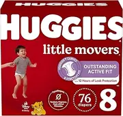 Huggies Size 8 Diapers, Little Movers Baby Diapers, Size 8 (46+ lbs), 76 Count, Packaging May Vary