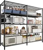 KZOBYD 5-Tier Metal Shelving Unit, Adjustable Heavy Duty Storage Shelves, Freestanding Wire Shelving, Large Capacity (Black, 147.3 * 35 * 150cm)