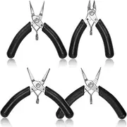 Swpeet 4Pcs 4 Types 3.5 Inch Jewelry Pliers Set, Jewelry Making Tools Needle Nose Pliers Round Nose Pliers Bent Nose Pliers Wire Cutters Side Cutters Diagonal Cutter for Jewelry Making Supplies