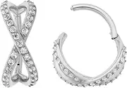 365 SLEEPERS Surgical Steel 16G 8mm 10mm Double Hoop Twist Gem Hinged Segment Ring Helix Tragus Septum Nose Lip Huggies Earring Body Piercing Jewellery