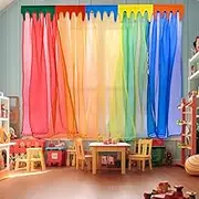 Hahafelt Back to School Rainbow Art Paint Splash Backdrop Curtains for Classroom 3.28 x 6.56 ft Colorful Window Panel Curtains Set for Birthday Party Playroom Nurseries School Photography Background